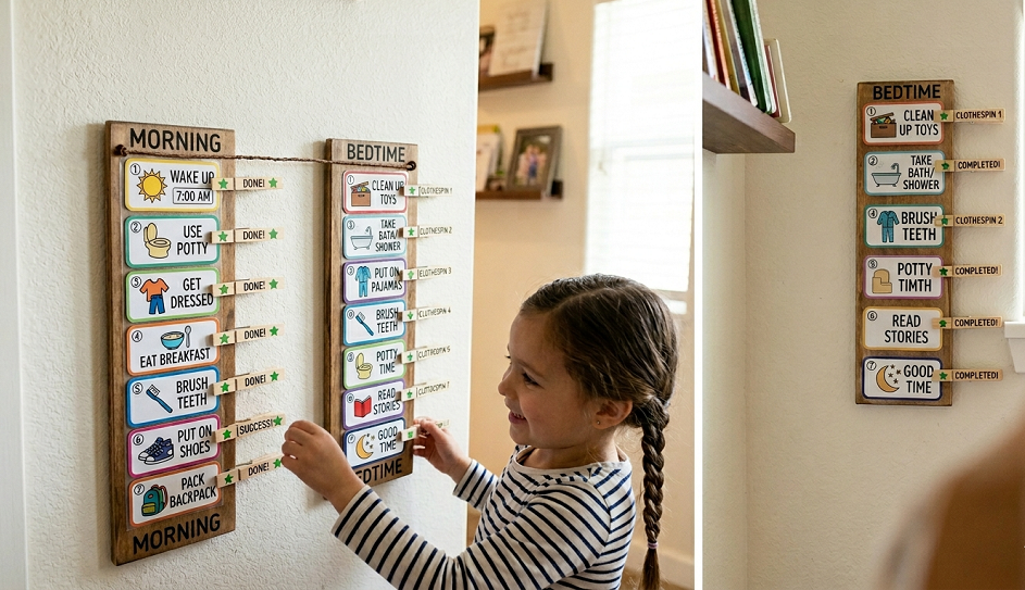 DIY Visual Routine Charts to End Morning & Bedtime Power Struggles