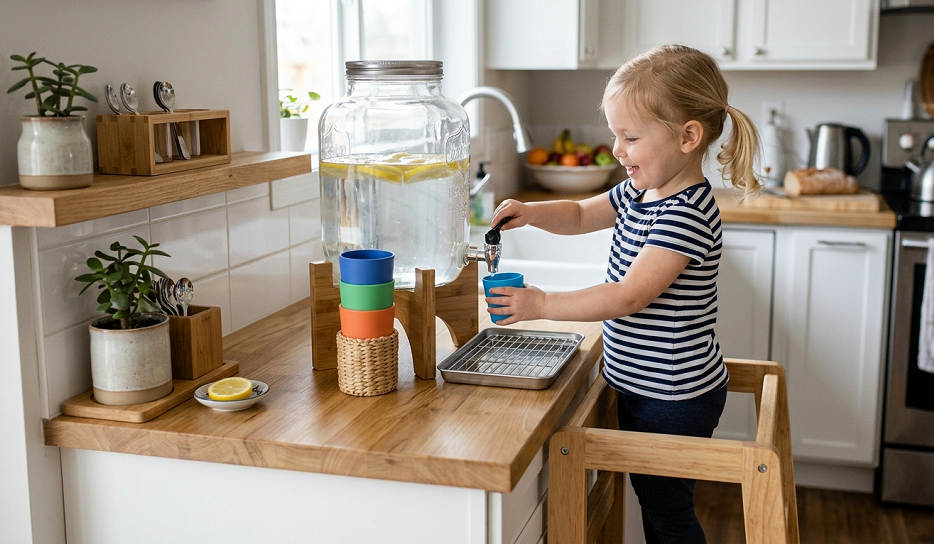 DIY "Self-Serve" Kitchen Stations to Build Toddler Independence